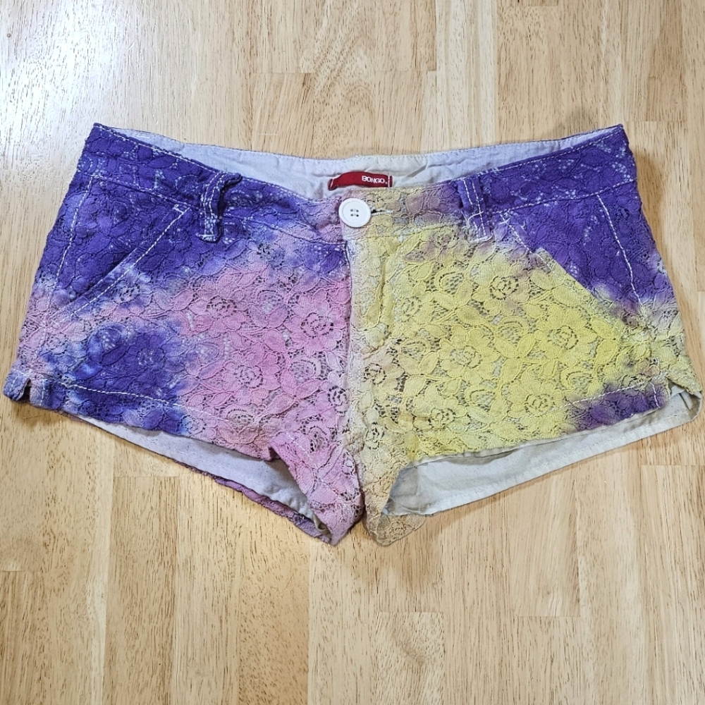 Floral Lace Crochet Tie-Dye Shorts